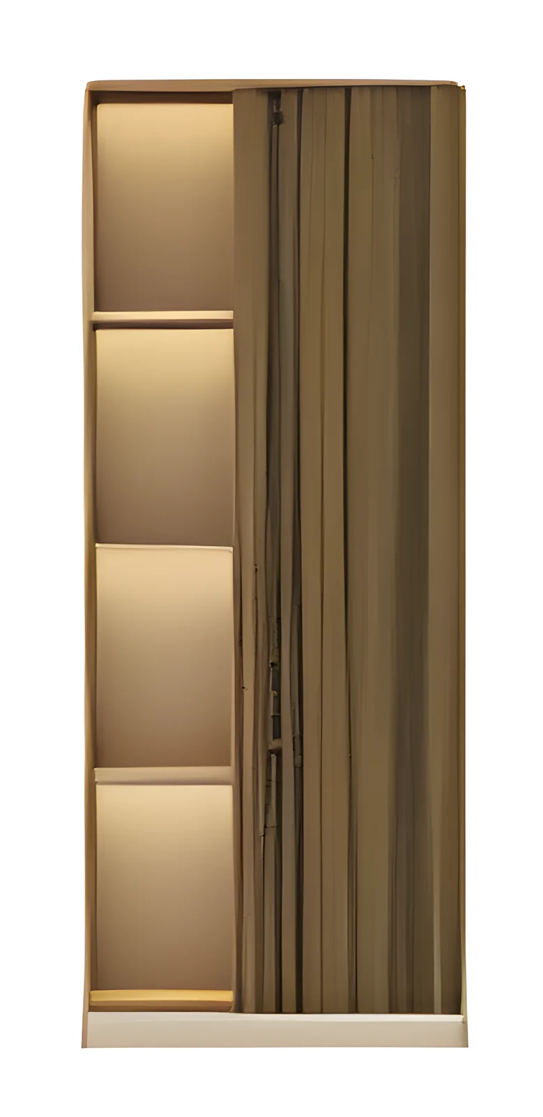 [MINGGE-MC25205R] Wardrobe cabinet MC25205R with LED strip – clothes rail and shelves, walnut / cream melamine C108+C84, 800 mm