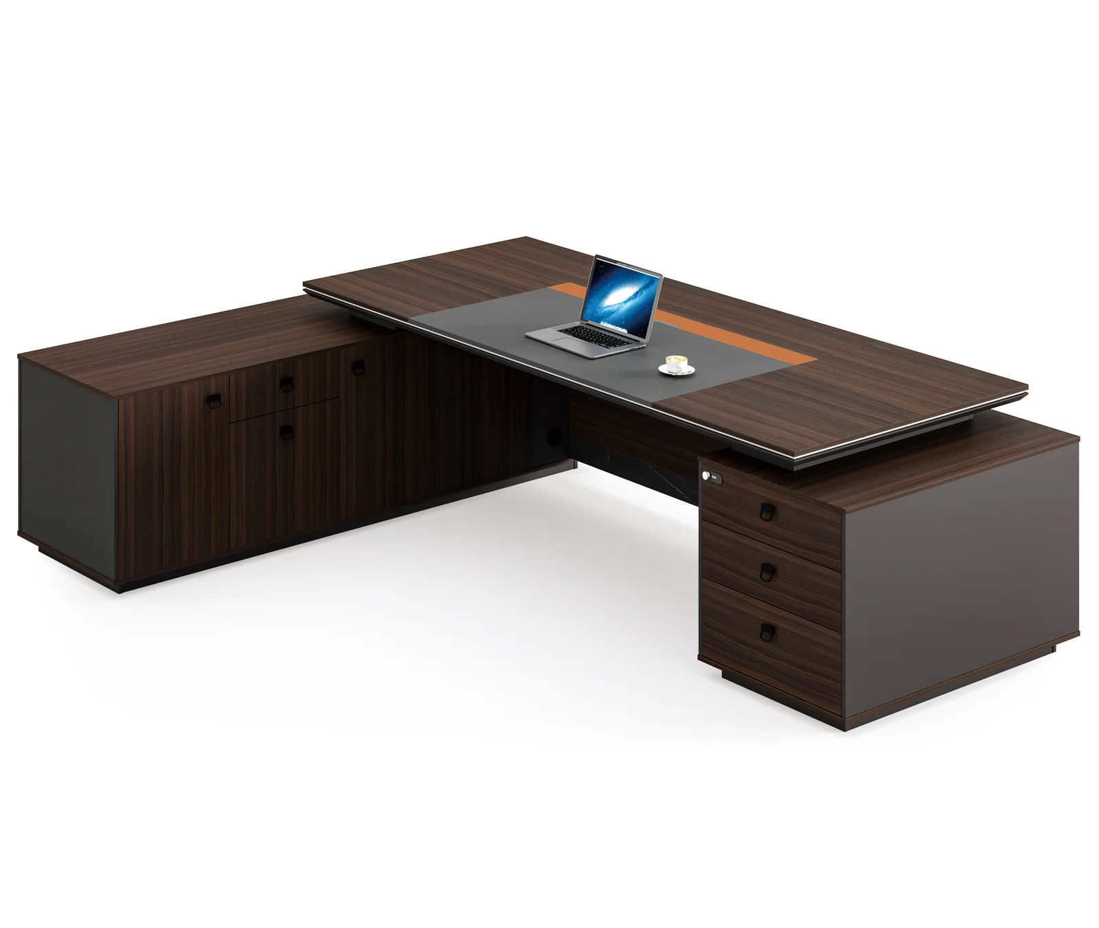 Bureau de direction LA-601-28 – 2800 mm (Noyer foncé (M045))