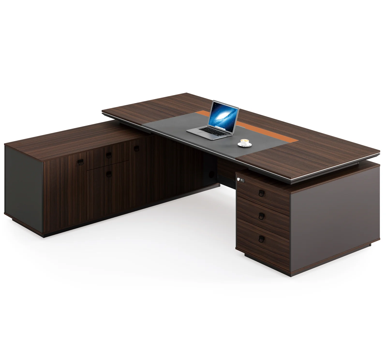 Bureau de direction LA-602-24 – 2400 mm (Noyer foncé (M045))