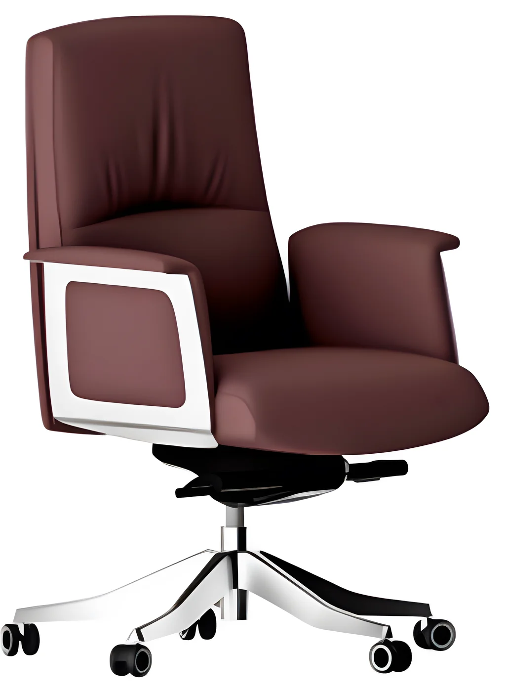 Fauteuil de direction AM 2516B – dossier moyen, cuir PU (Bordeaux)