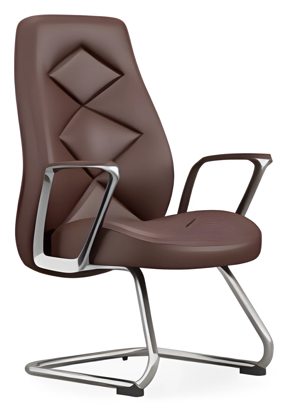 Chaise visiteur AM 2328D – piètement luge, cuir PU