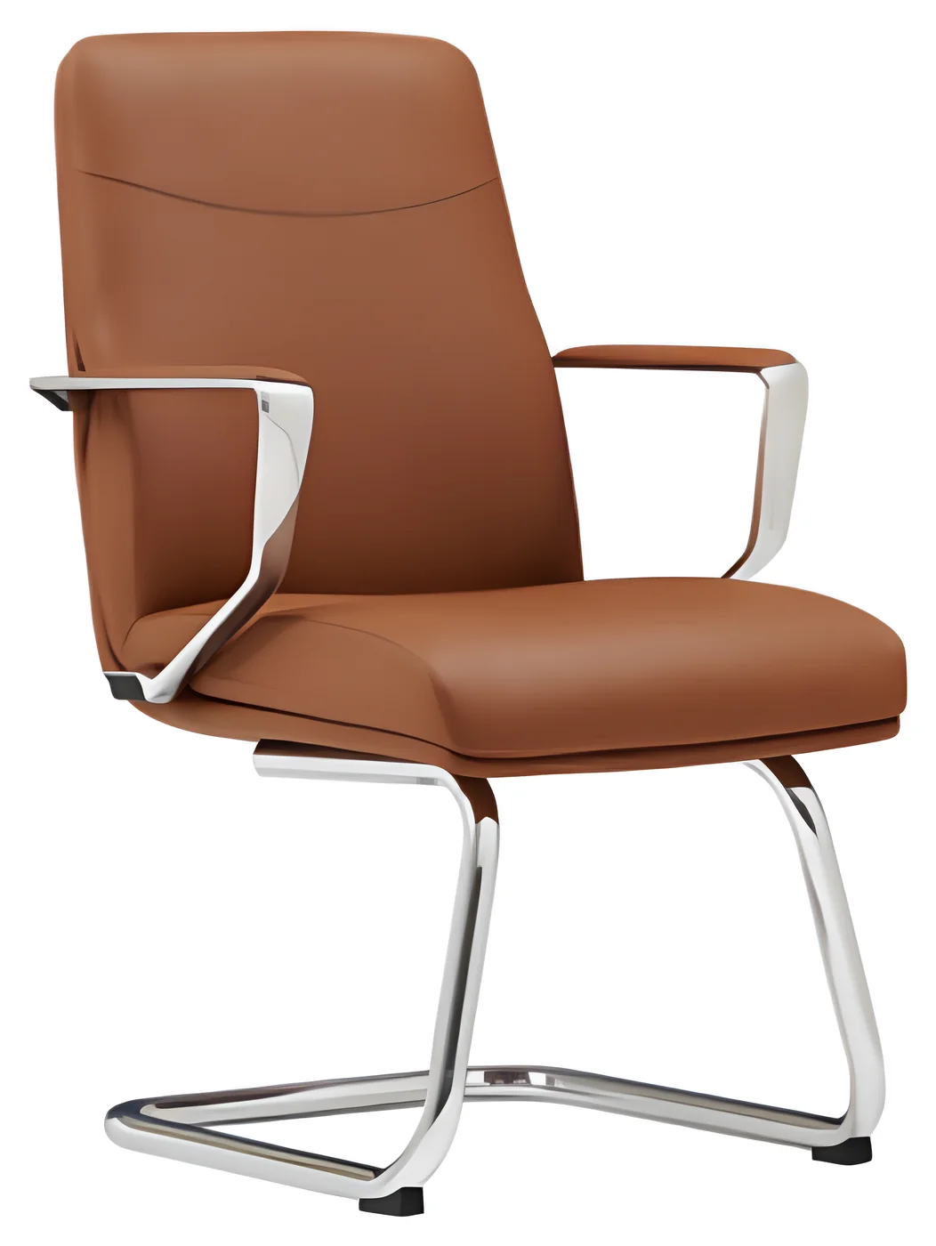 Chaise visiteur AM 2402C – piètement luge, cuir PU