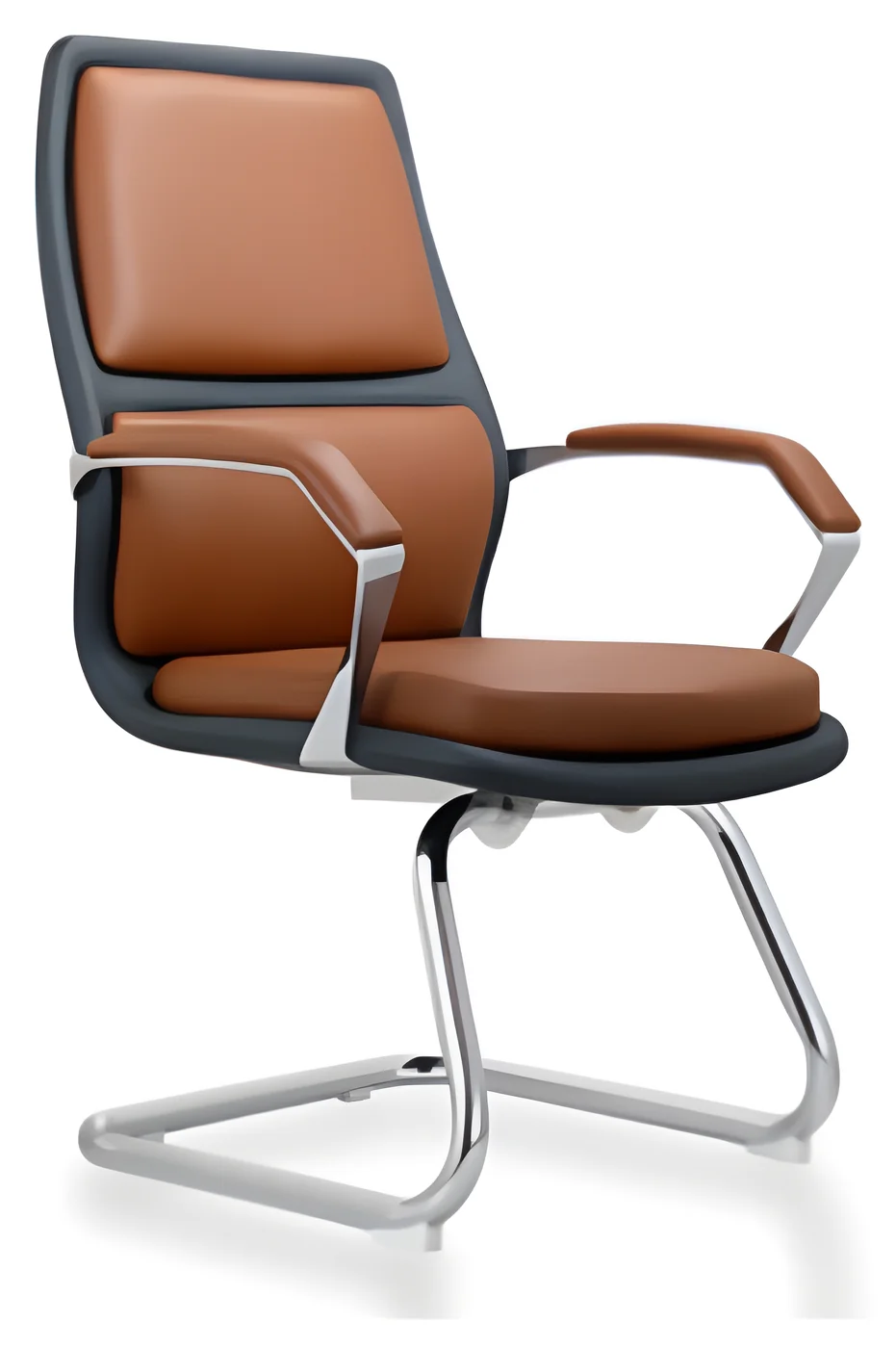 Chaise visiteur AM 2215C – piètement luge, cuir PU