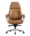 Fauteuil de direction cuir PU dossier haut AM 188A – synchrone 4 positions, accoudoirs aluminium, roulettes PU