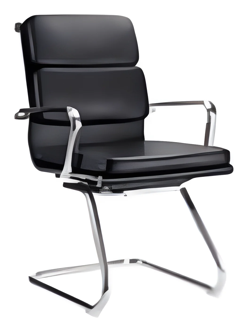 Chaise visiteur AM-13-09D – piètement luge, cuir PU
