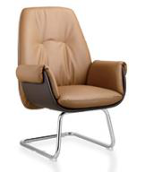 [AMBITION-AM-1921C-MARRONFO] Enveloping PU leather visitor chair AM 1921C – integrated armrests, chrome cantilever, black or dark brown (Full dark brown (270-10))