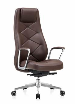 [AMBITION-AM-2328A-MARRONFO] Fauteuil de direction cuir PU capitonné AM 2328A – dossier haut losanges, synchrone 4 positions, roulettes PU (Marron foncé (270-10))
