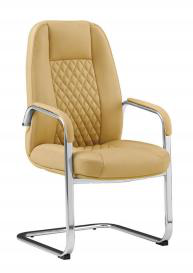 [AMBITION-AM-1712C-MARRONFO] PU leather visitor chair AM 1712C – chrome cantilever base, soft armrests, black 270-01 or brown 270-10 (Dark brown (270-10))
