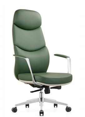 [AMBITION-AM-2410A-1-NOIR2700] Fauteuil de direction cuir PU épuré AM 2410A-1 – connecteurs alu, synchrone 4 positions, noir ou blanc cassé (Noir (270-01))