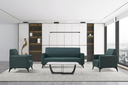 Ensemble canapés d'accueil SF-3041A 1+1+3 places – cuir PU noir ou marron, structure bois massif, pieds métal