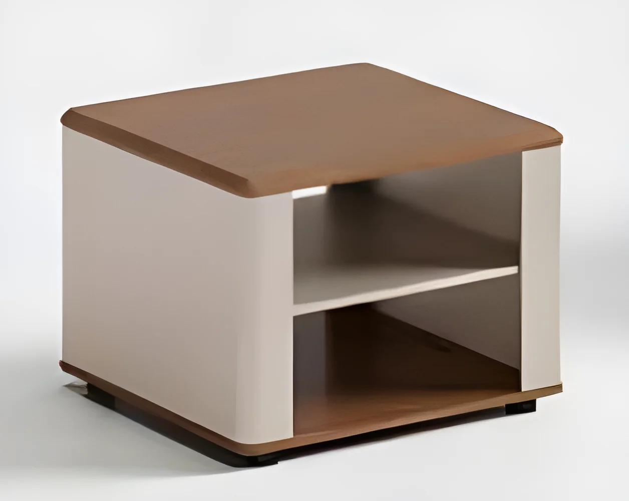 [MINGGE-01-C0606] Table basse carrée 01-C0606 600 x 600 x 450 mm – tablette inférieure, noyer/crème PVC, accueil et bureau
