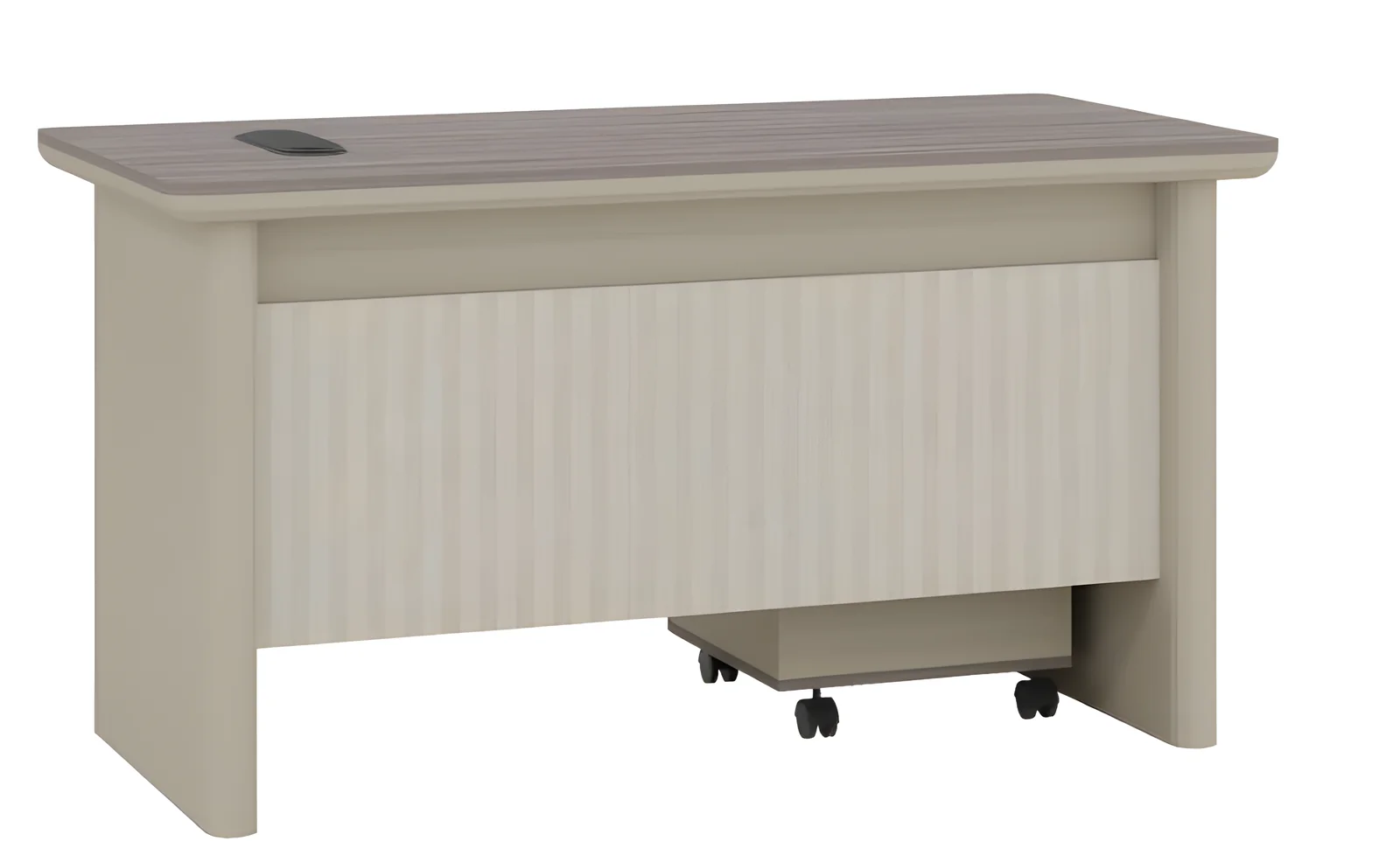 [MINGGE-MC2501-CHNEGRIS-1400X700] Bureau opérateur MC2501 1400 mm – noyer / crème ou chêne gris / beige, caisson 3 tiroirs ou tiroirs fixes (Chêne gris / beige (C83+C84), 1400 x 700 x 750)